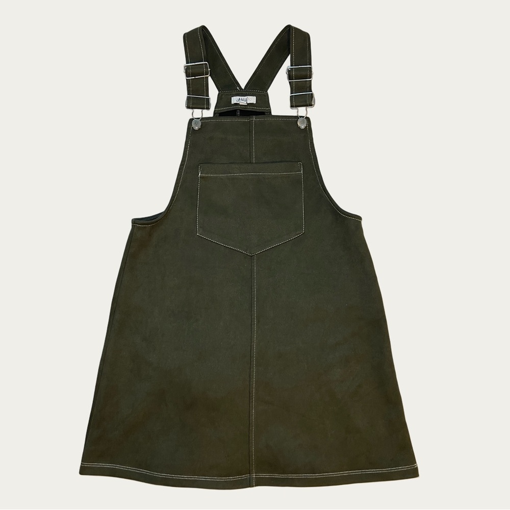 AUW‎ Olive Overall Mini Dress Pockets Women’s Size Small
